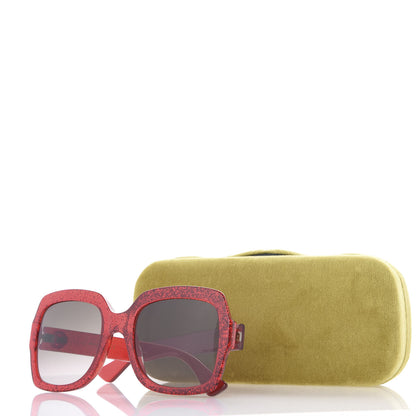 Gucci Square Frame GG 0036S Sunglasses Glitter Red 8 of 8