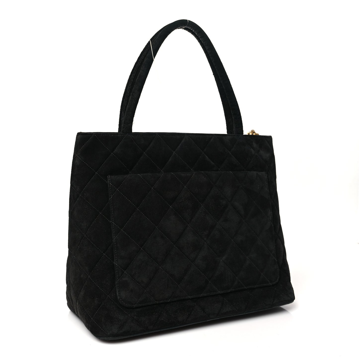 Suede Quilted Medallion Tote Black
