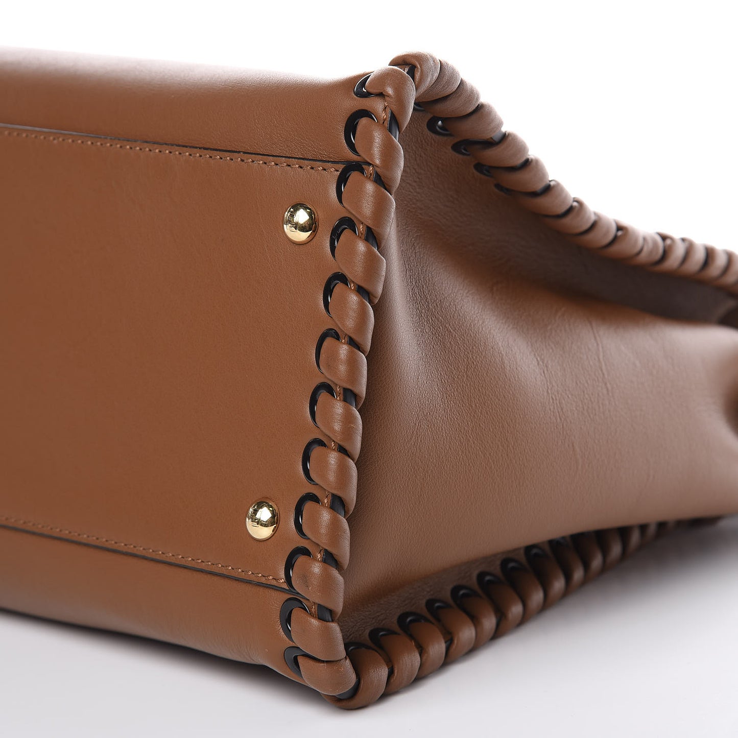 Calfskin Lace Up Large Peekaboo Iconic Satchel Cognac