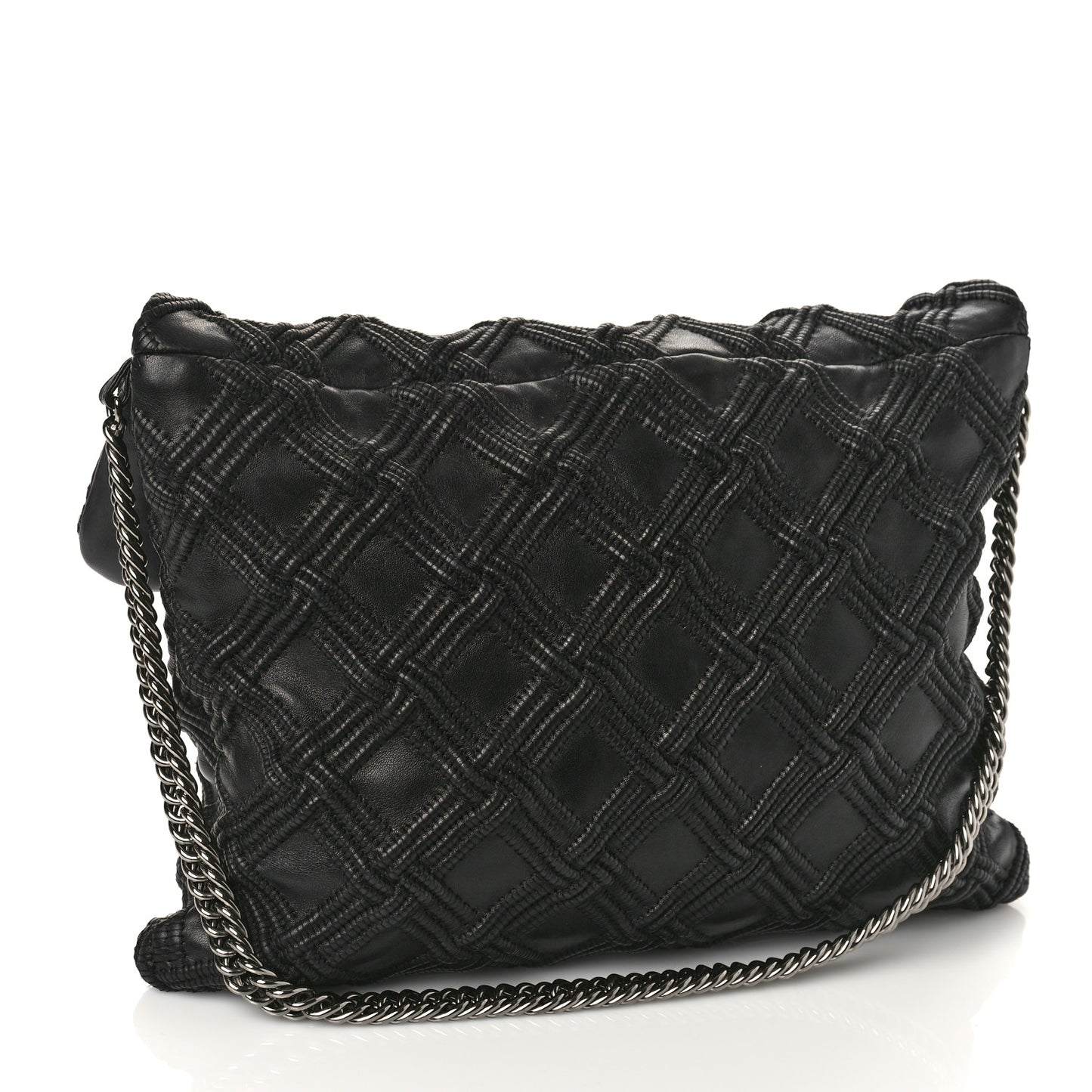Lambskin Stitched Large Walk Of Fame Flap Black