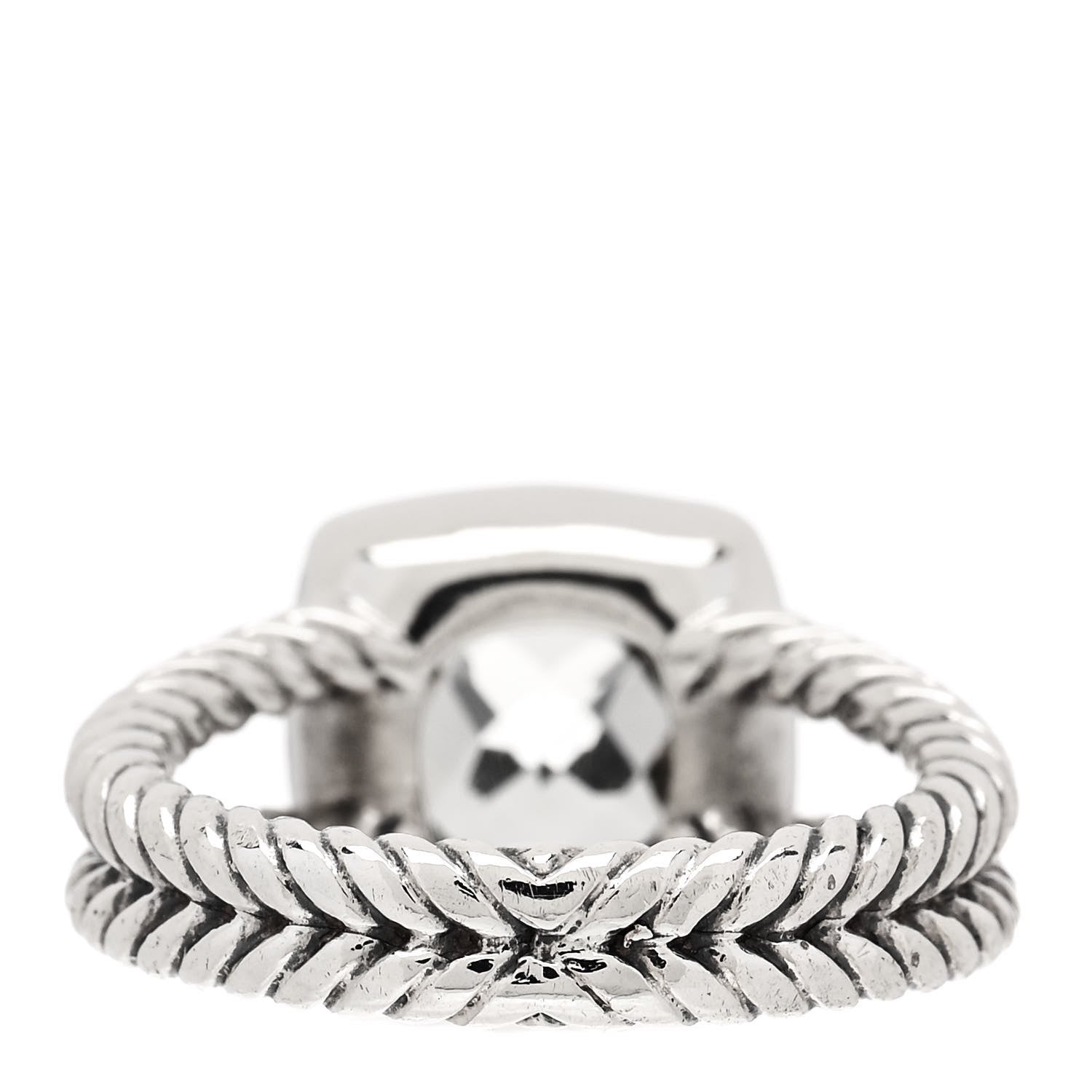 David Yurman Sterling Silver Diamond Prasiolite 7mm Petite Albion Ring 50 5.25 4 of 5