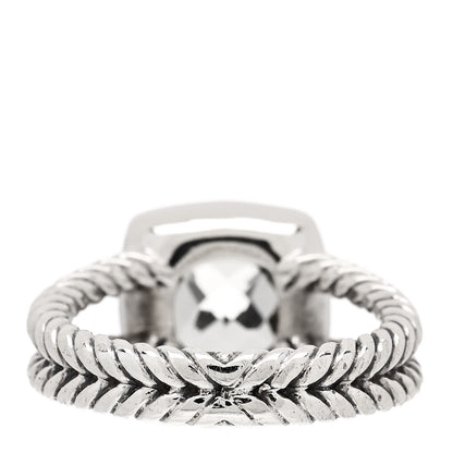 David Yurman Sterling Silver Diamond Prasiolite 7mm Petite Albion Ring 50 5.25 4 of 5