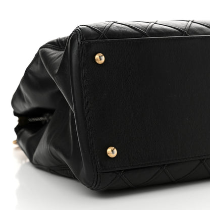 Chanel Calfskin Diamond Debossed Large Cosmos Zip Tote Black 9 of 16