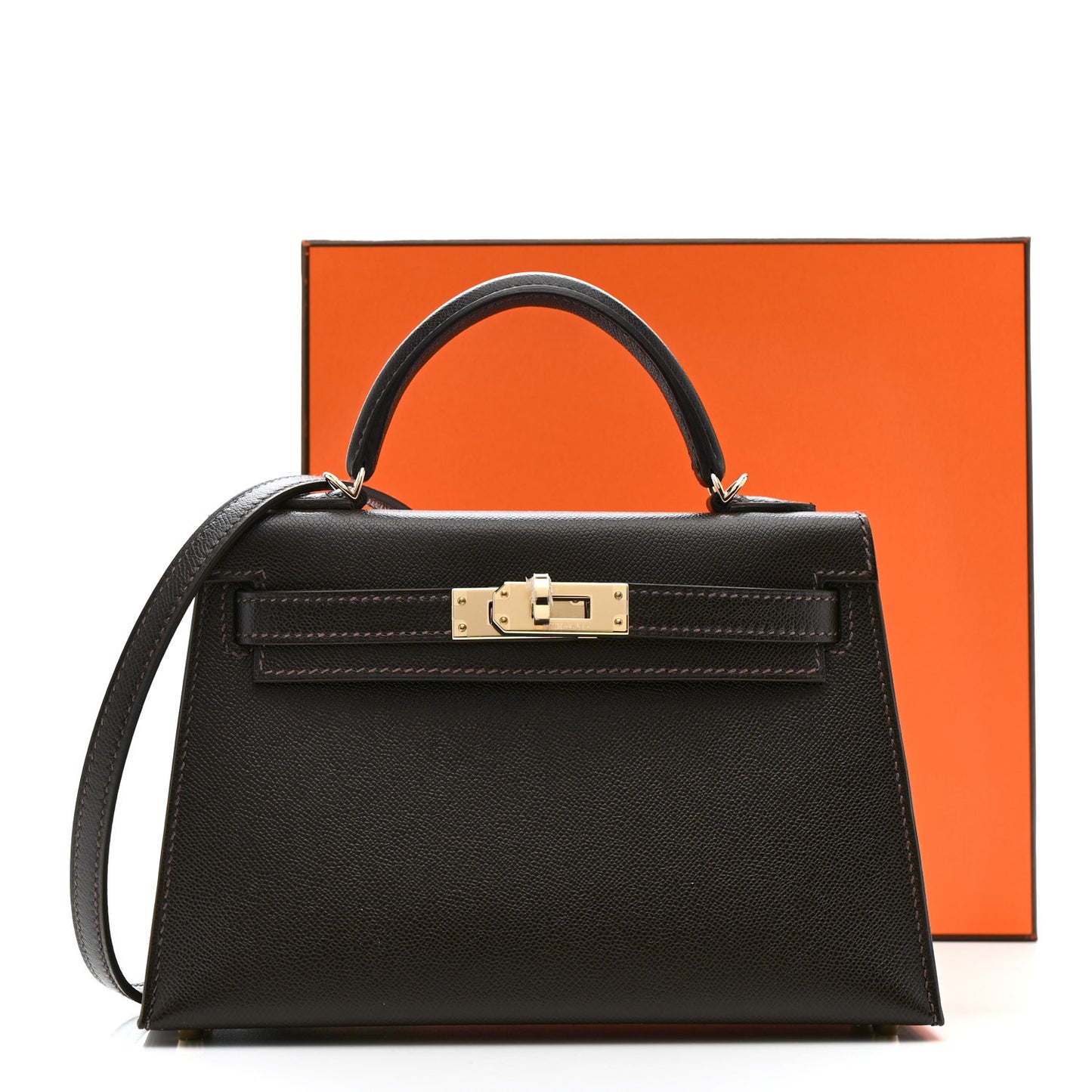 Madame Calfskin Mini Kelly Sellier 20 Bai Brun