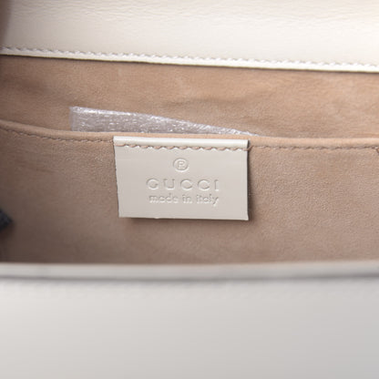 Gucci Calfskin Floral Embroidered Small Padlock Shoulder Bag White 6 of 12