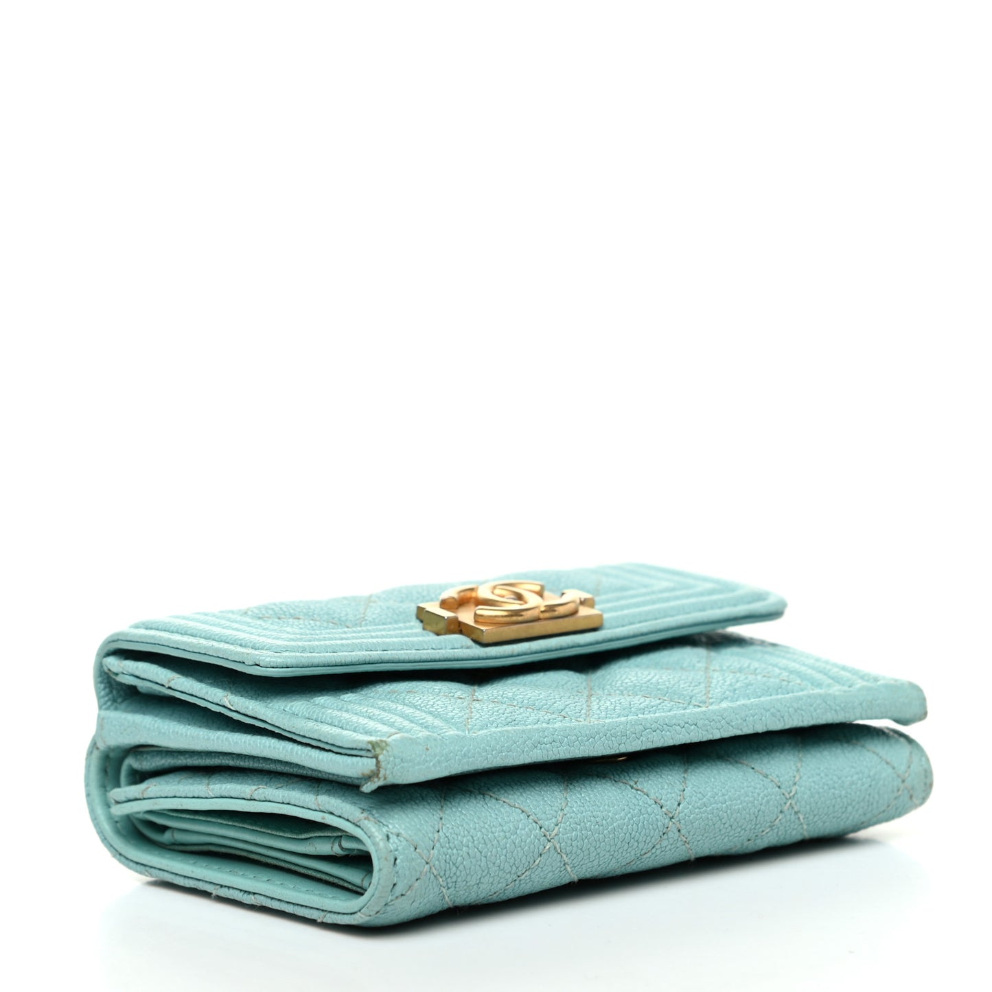 Caviar Quilted Small Boy Flap Wallet Light Blue