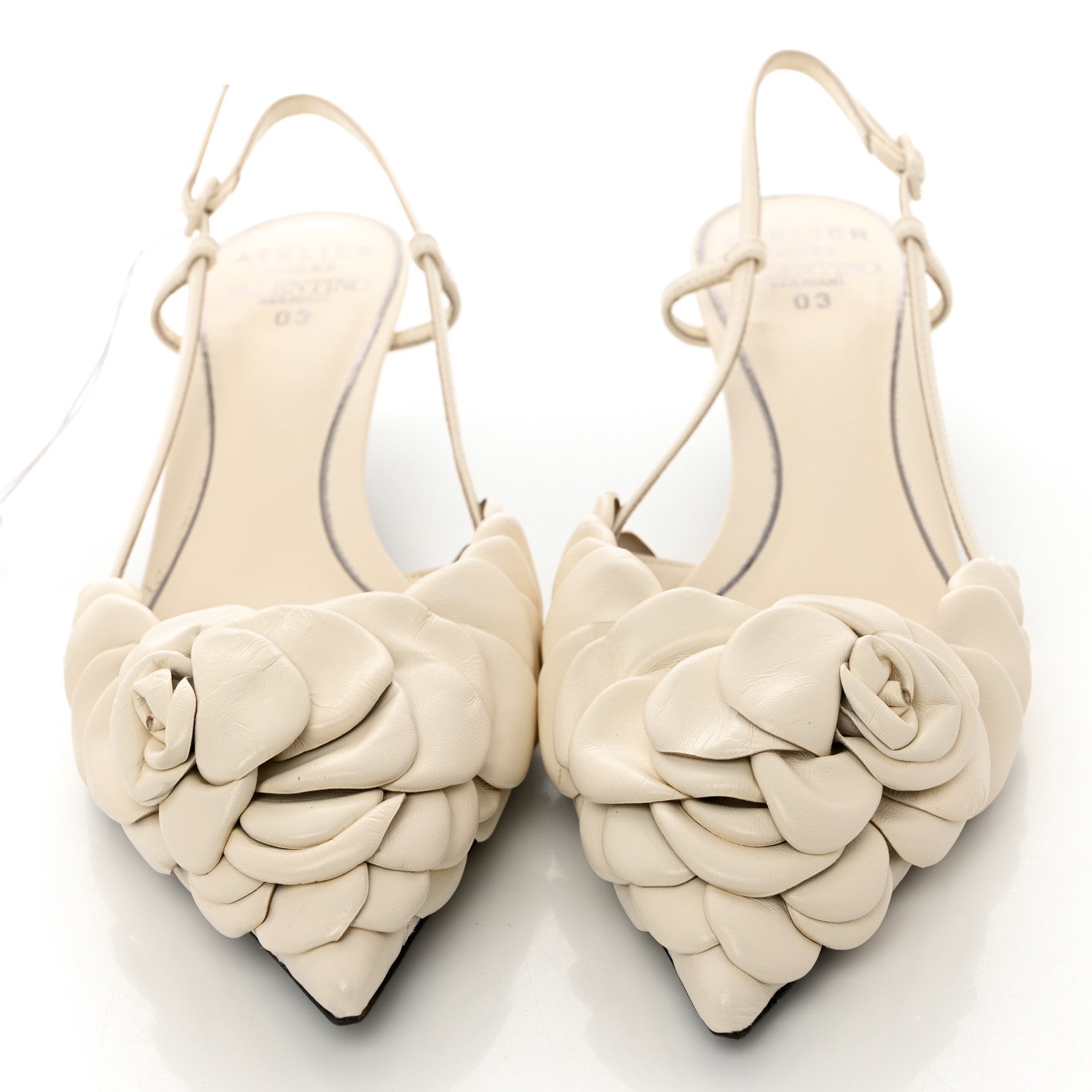 Valentino Garavani Kidskin Atelier 03 Rose Edition Slingback 40mm Pumps 38.5 Avorio 5 of 14