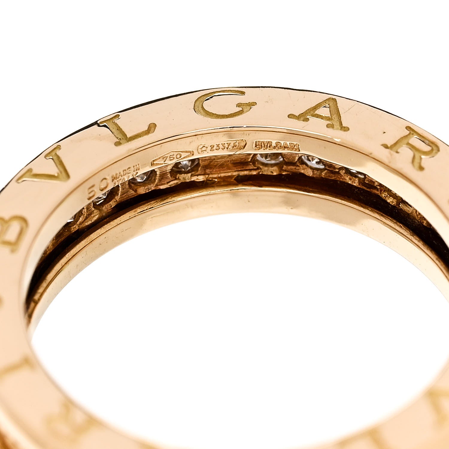 Bulgari 18K Yellow Gold Diamond B.Zero1 One-Band Pave Ring 50 5.5 4 of 4