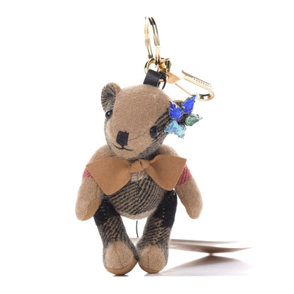 Burberry Crystal Cashmere House Check Thomas Bear Bag Charm Camel 1 of 5