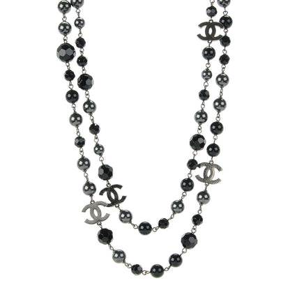 Chanel Ruthenium Beaded CC Long Necklace Black 1 of 4