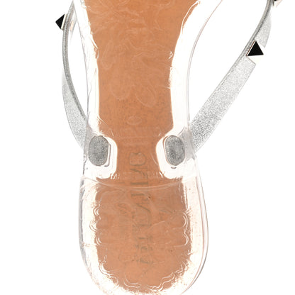 Valentino Garavani PVC Jelly Glitter Rockstud Bow Thong Sandals 36 Silver 6 of 7