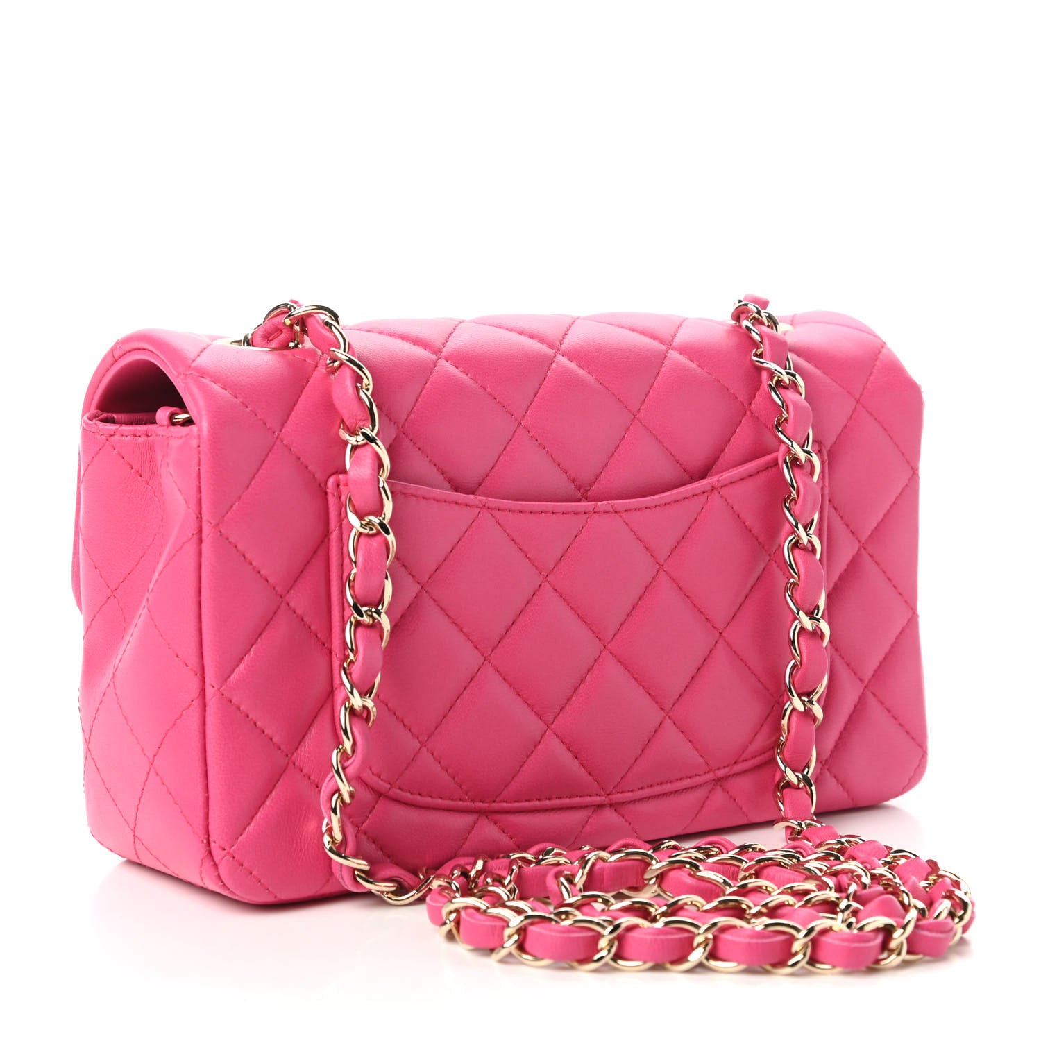 Chanel Lambskin Quilted Mini Rectangular Flap Dark Pink 3 of 11