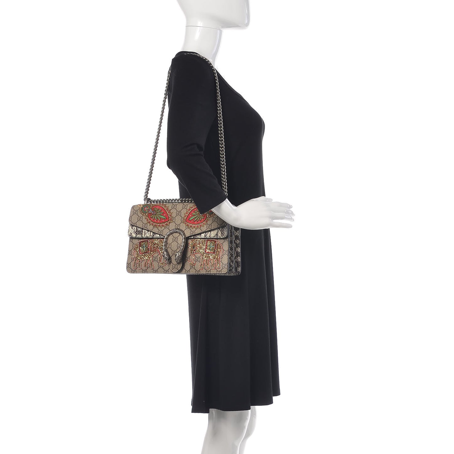 GG Supreme Monogram Elaphe Elephant Embroidered Small Dionysus Shoulder Bag