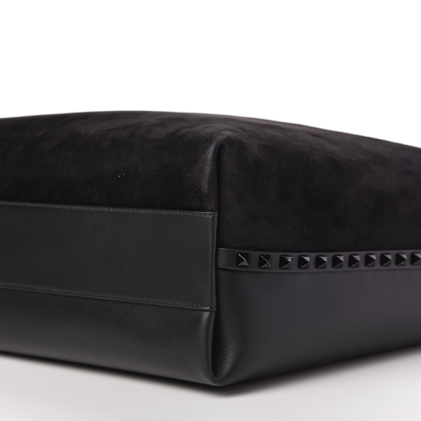 Suede Calfskin Rockstud Tote Black