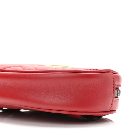 Gucci Calfskin Matelasse GG Marmont Belt Bag 85 34 Hibiscus Red 11 of 12