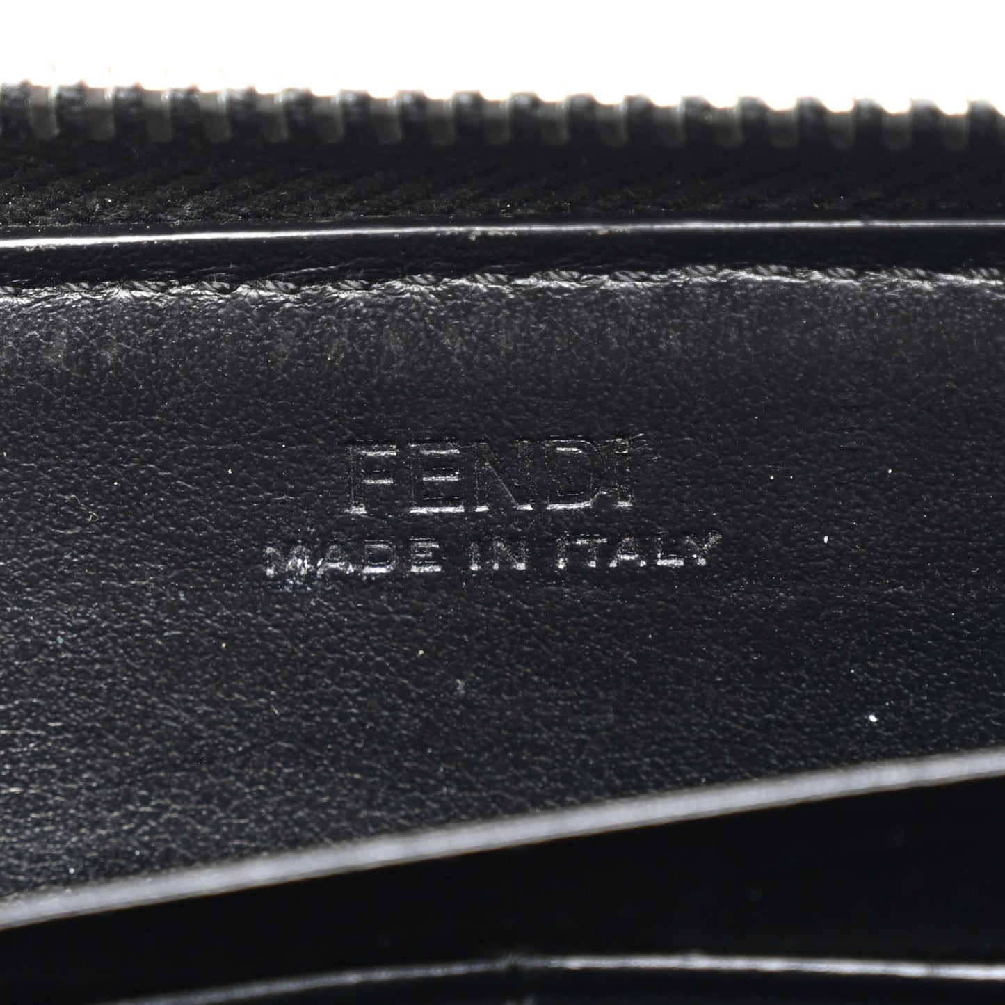 Glazed Fabric Vitello Liberty FF 1974 Diagonal Zip Around Wallet Tobacco Rosso Black