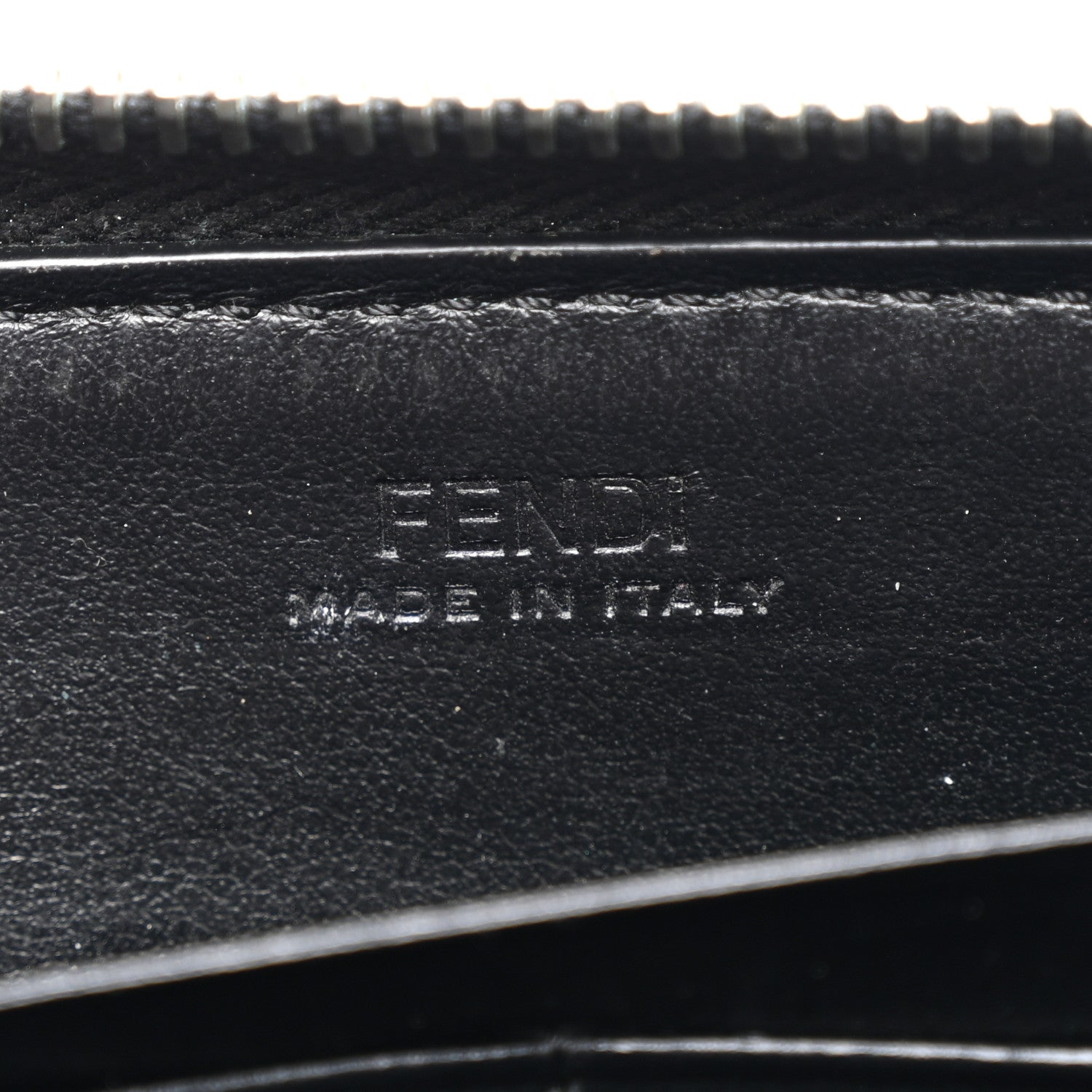 Fendi Glazed Fabric Vitello Liberty FF 1974 Diagonal Zip Around Wallet Tobacco Rosso Black 6 of 7