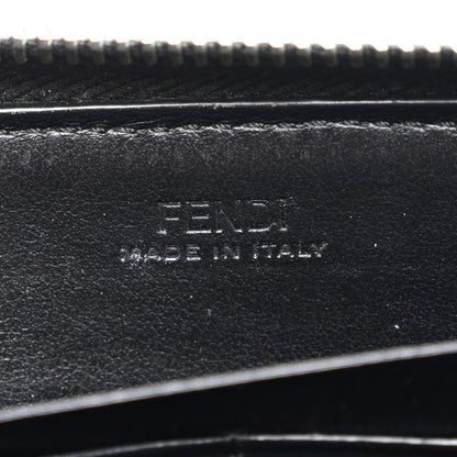 Fendi Glazed Fabric Vitello Liberty FF 1974 Diagonal Zip Around Wallet Tobacco Rosso Black 6 of 7