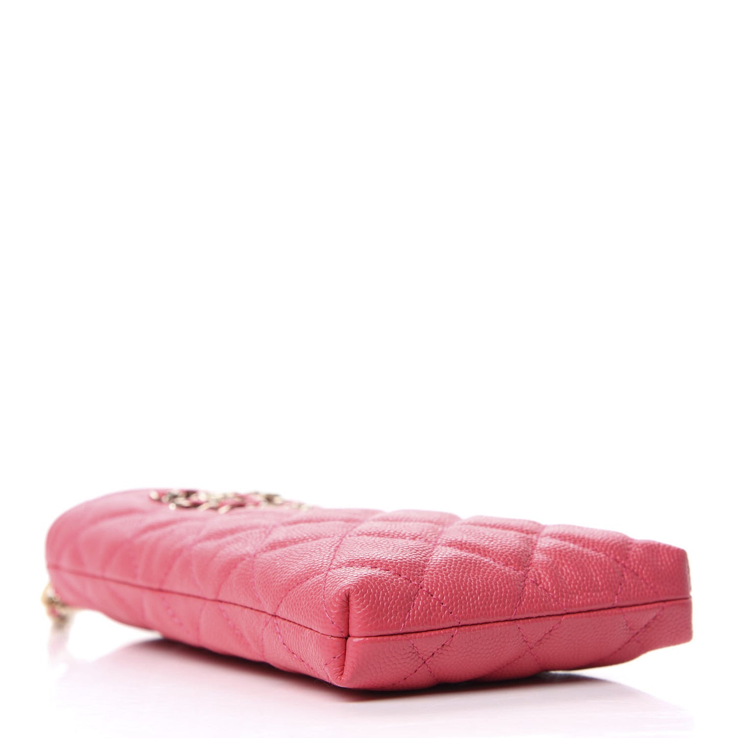 Caviar Quilted French New Wave Phone Holder With Chain Pink