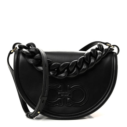 Salvatore Ferragamo Calfskin Aura Shoulder Bag Black 1 of 10