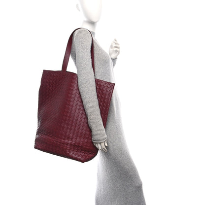 Bottega Veneta Calfskin Intrecciato Large North South Tote Bag Burgundy 2 of 9