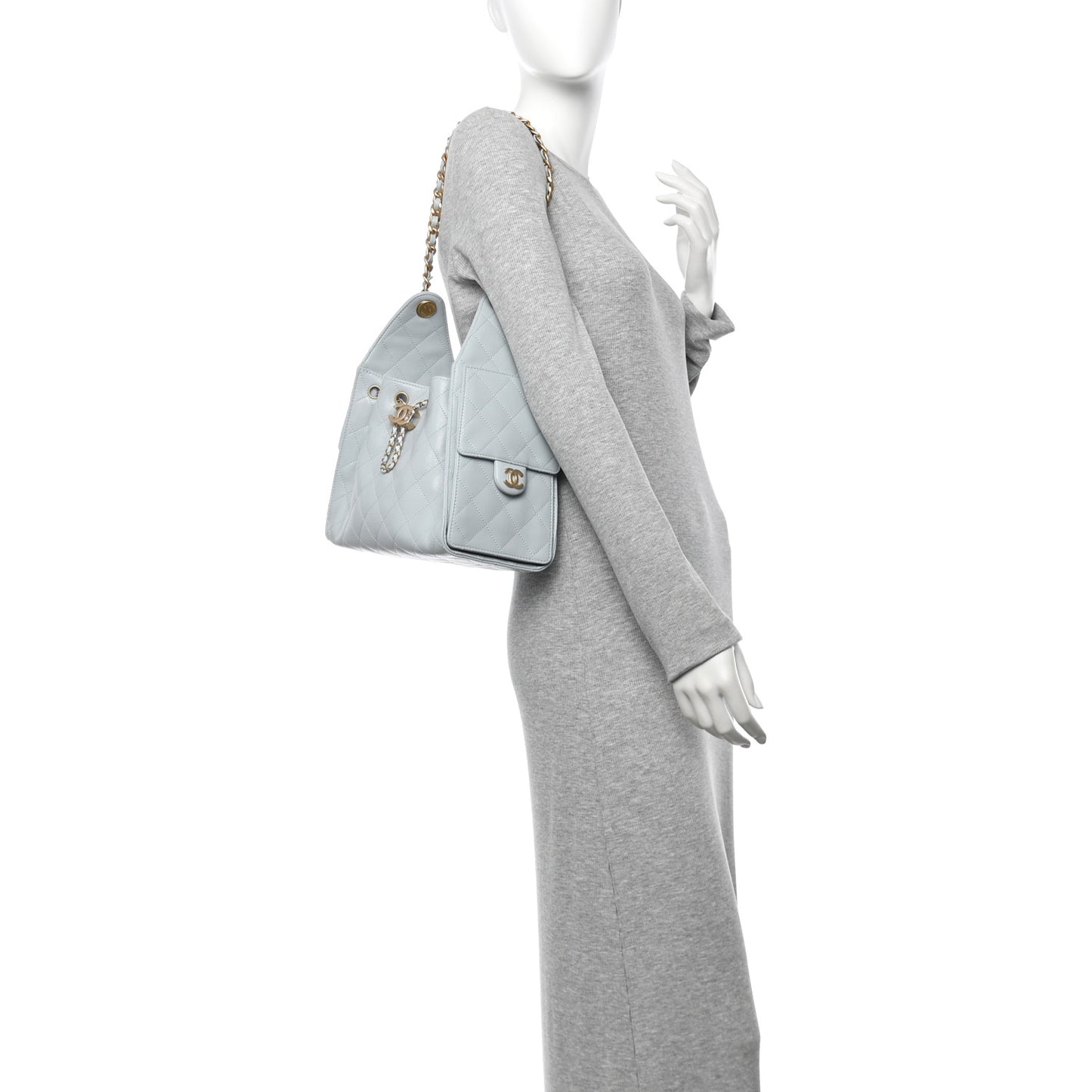 Caviar Quilted Small Chanel 25 Handbag Light Blue