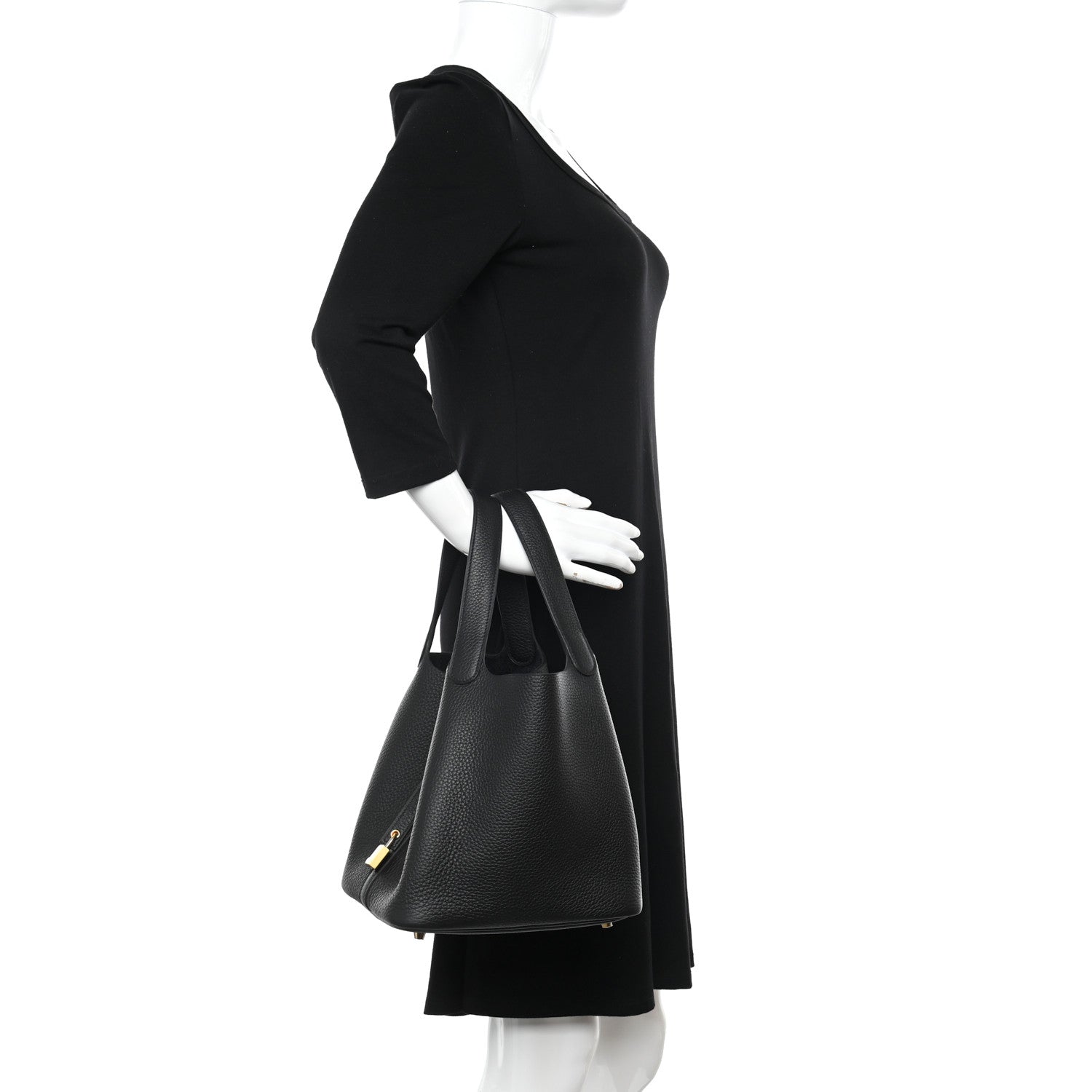 Hermes Taurillon Clemence Picotin Lock 22 MM Black 2 of 11