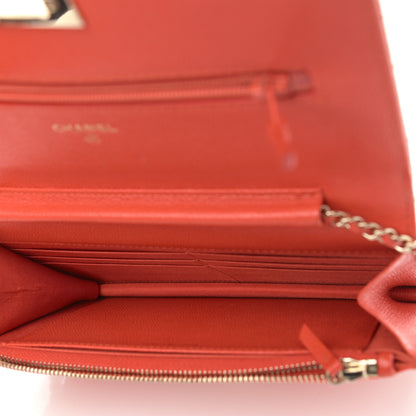 Chanel Caviar Quilted Golden Class Wallet On Chain WOC Red 5 of 12