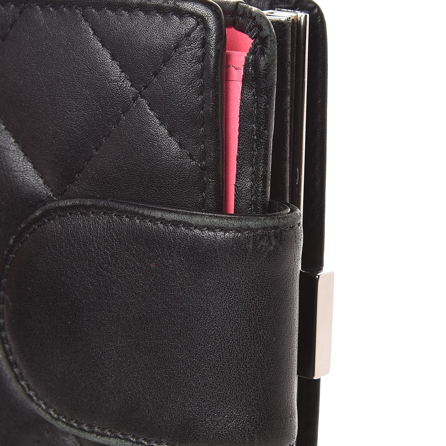 Calfskin Quilted Cambon Bi-Fold Wallet Black