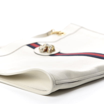 Gucci Suede Calfskin Large Rajah Chain Tote White 6 of 10