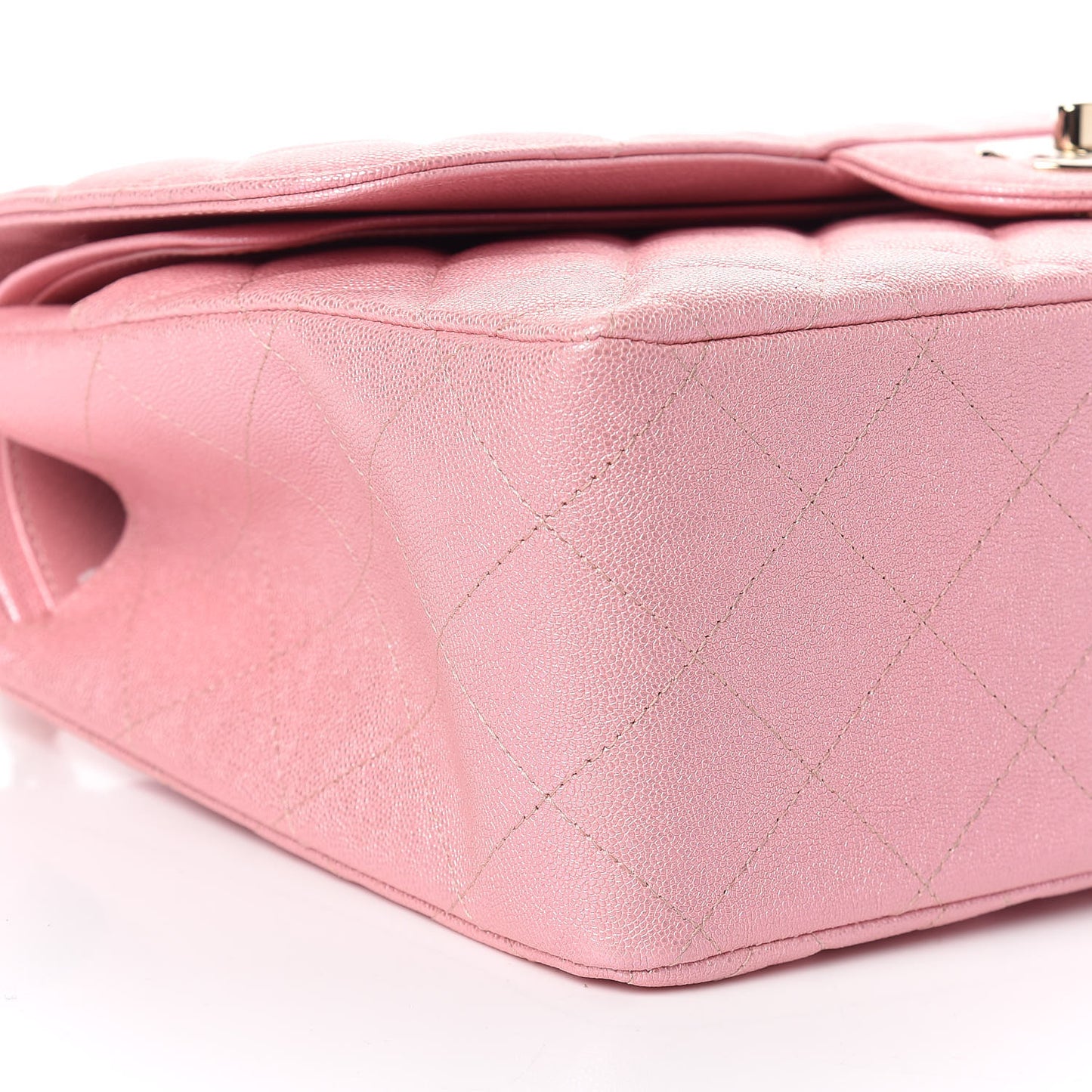 Iridescent Caviar Quilted Jumbo Double Flap Rose Pink