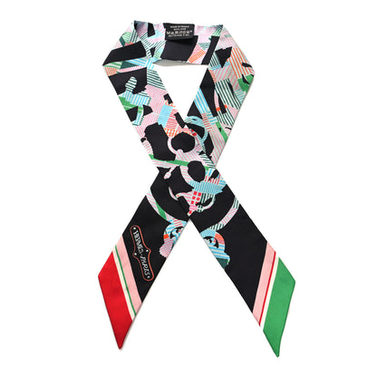 Hermes Silk Cavalcadour Morning Twilly Black Rouge Vert 1 of 4