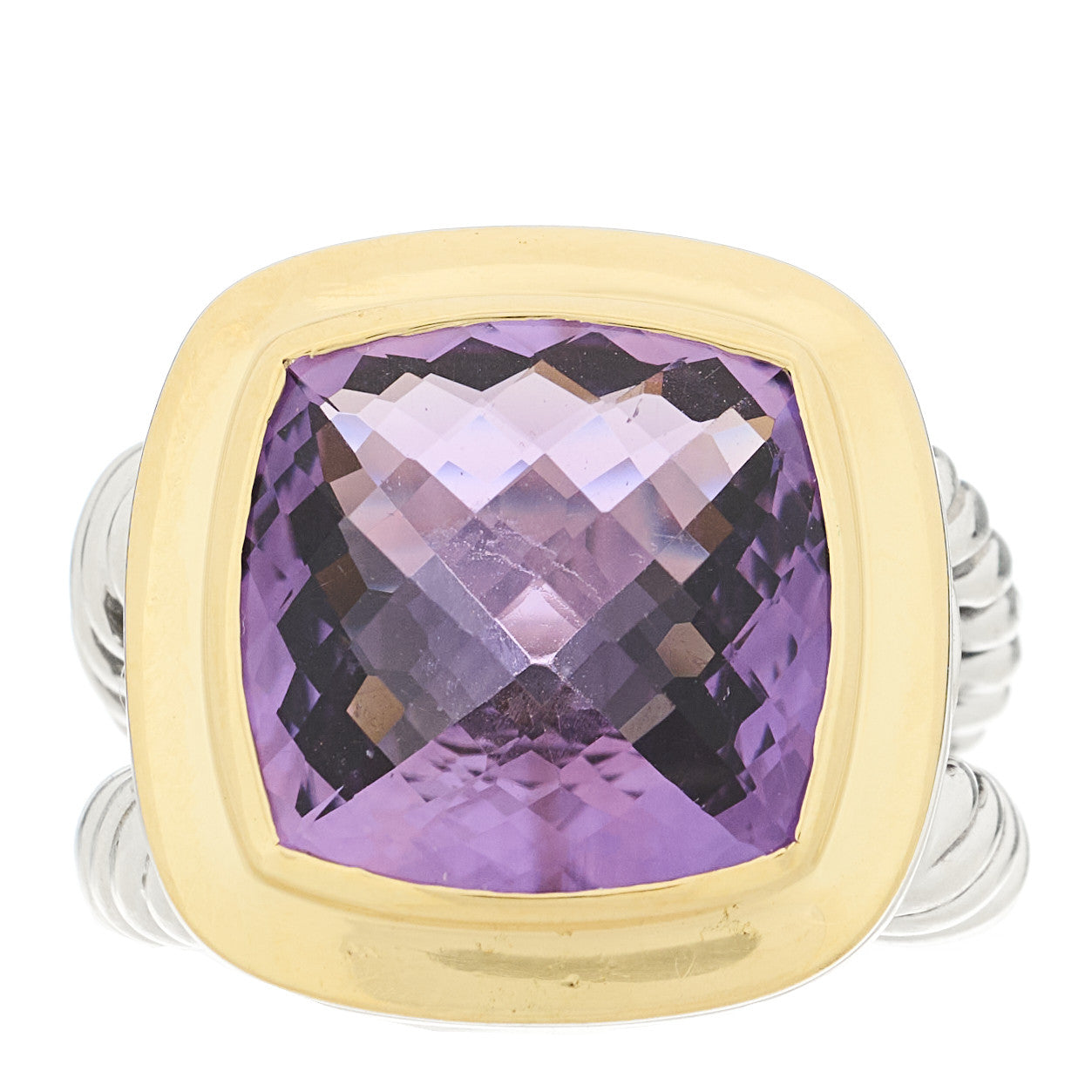 Sterling Silver 18K Yellow Gold Amethyst 14mm Albion Ring 53 6.25