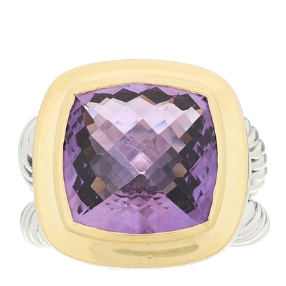 David Yurman Sterling Silver 18K Yellow Gold Amethyst 14mm Albion Ring 53 6.25 1 of 5