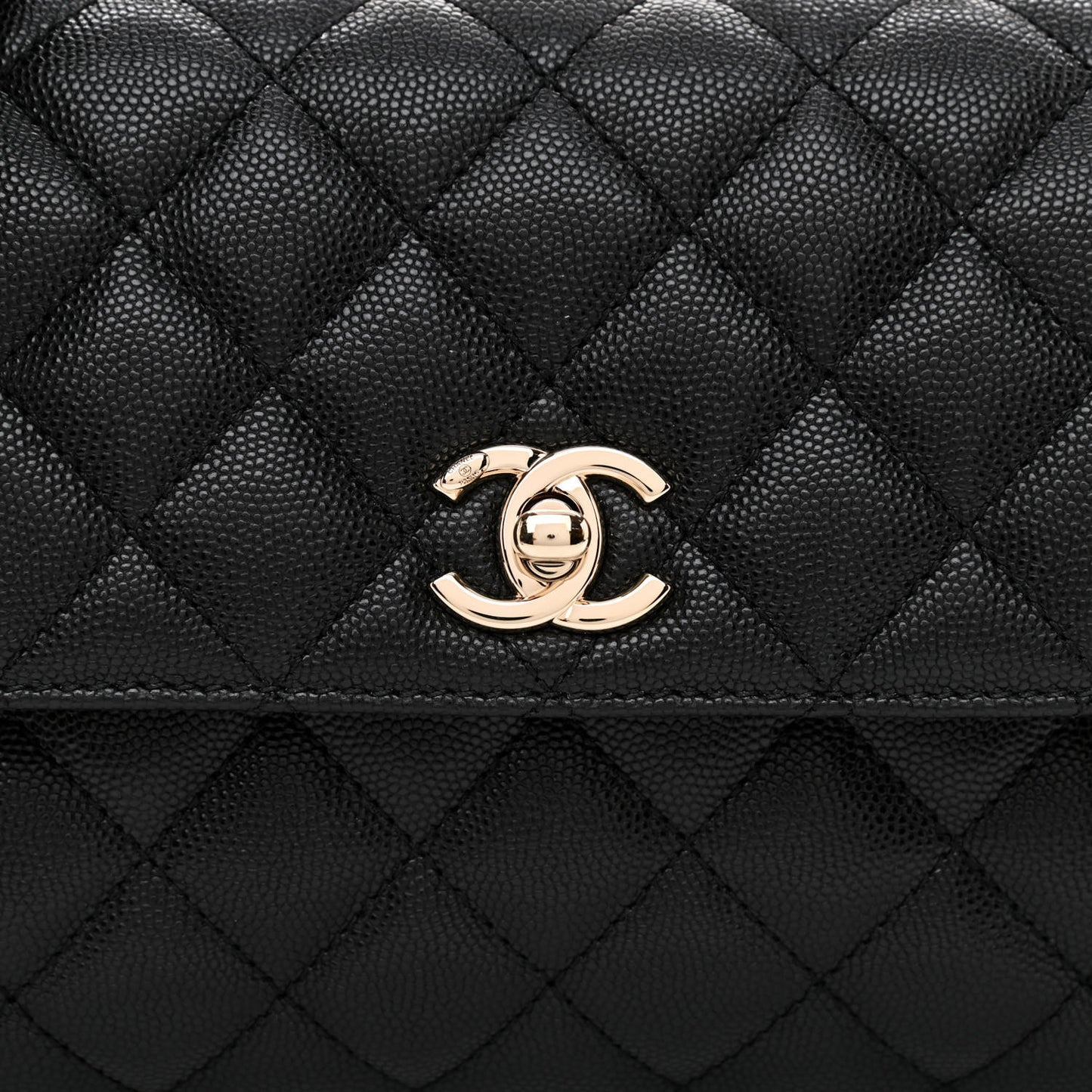 Caviar Quilted Mini Coco Handle Flap Black