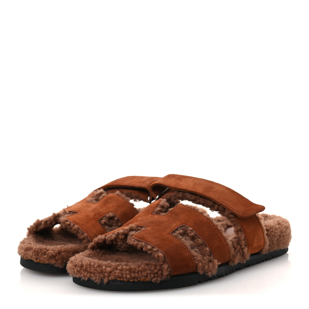 Suede Goatskin Shearling Womens Chypre Sandals 40 Gold