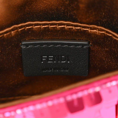 Fendi Sequin Paillettes Shiny Nappa Sex and the City Nano Maxi Buckle Baguette Charm Ciclamino Pilar 6 of 11
