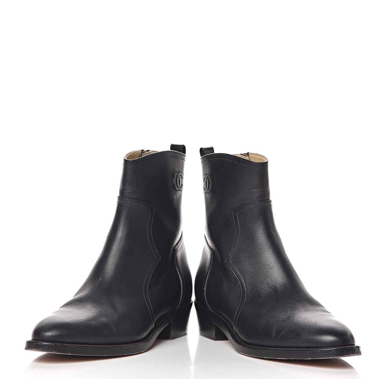 Calfskin Paris Dallas Zip Ankle Boots 37 Black