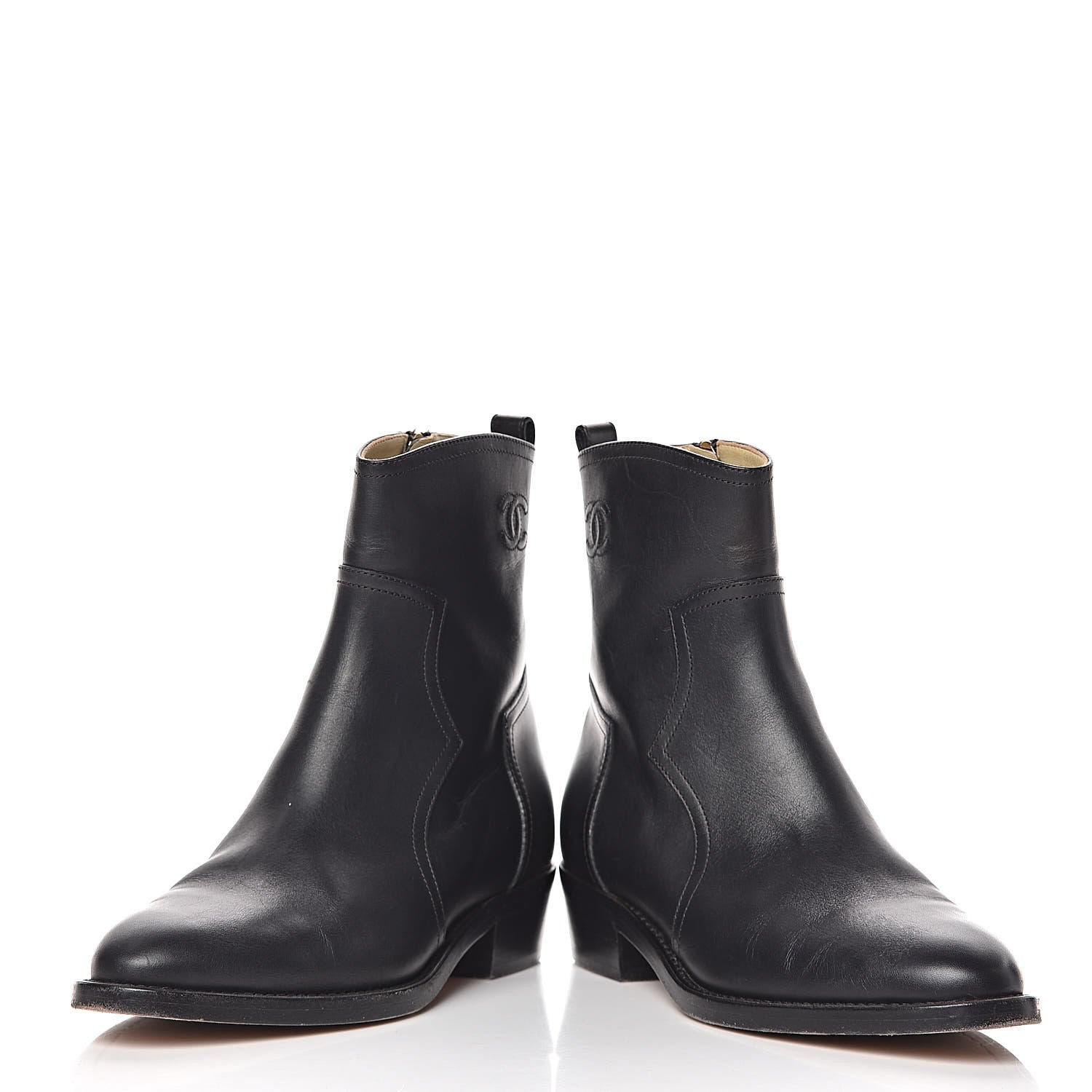Chanel Calfskin Paris Dallas Zip Ankle Boots 37 Black 6 of 16