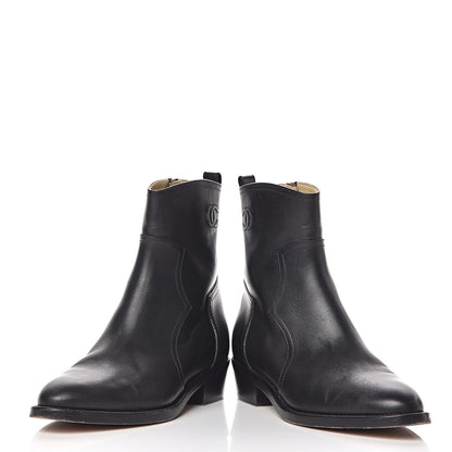 Chanel Calfskin Paris Dallas Zip Ankle Boots 37 Black 6 of 16
