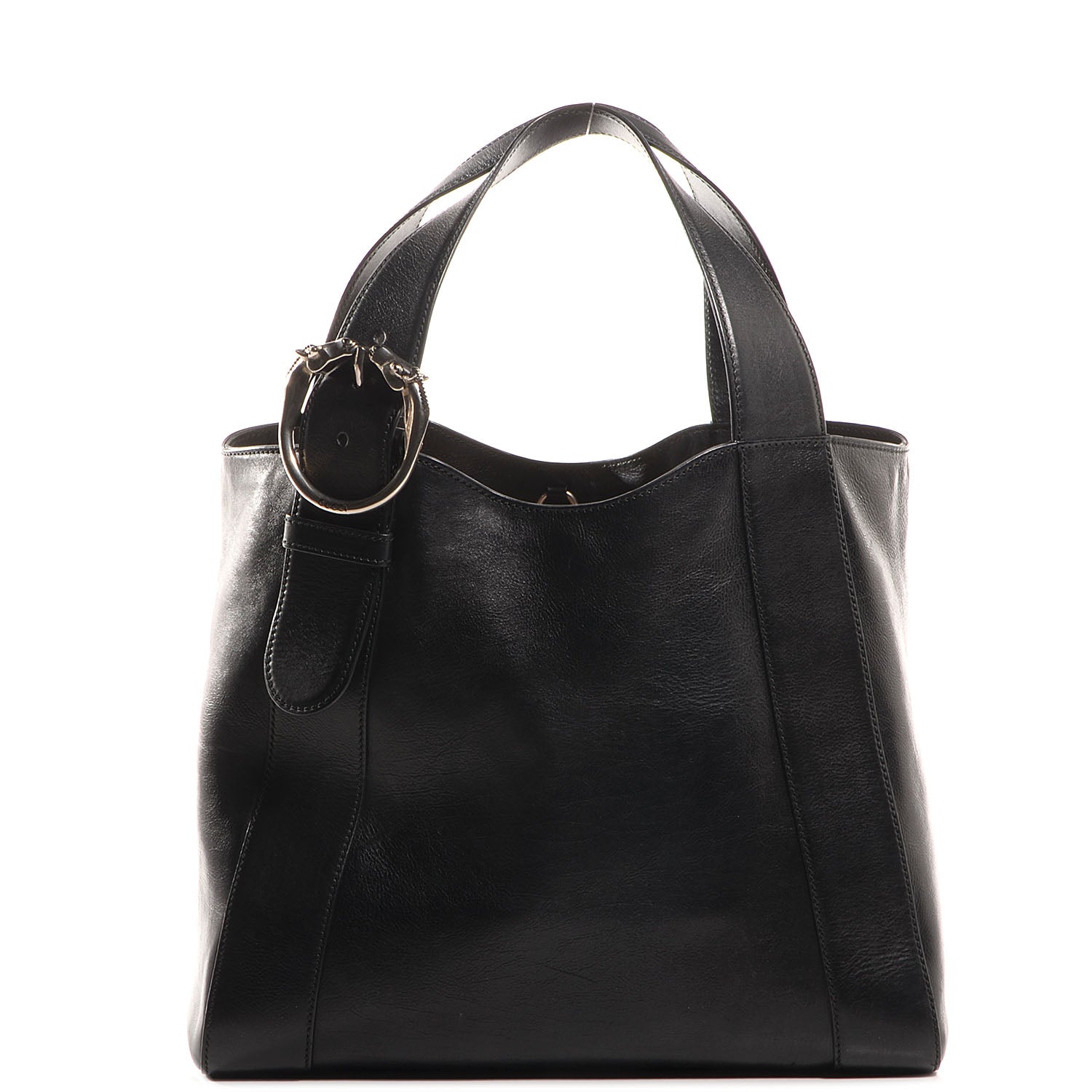 Gucci Leather Medium Ribot Horse Heads Tote Black 1 of 8