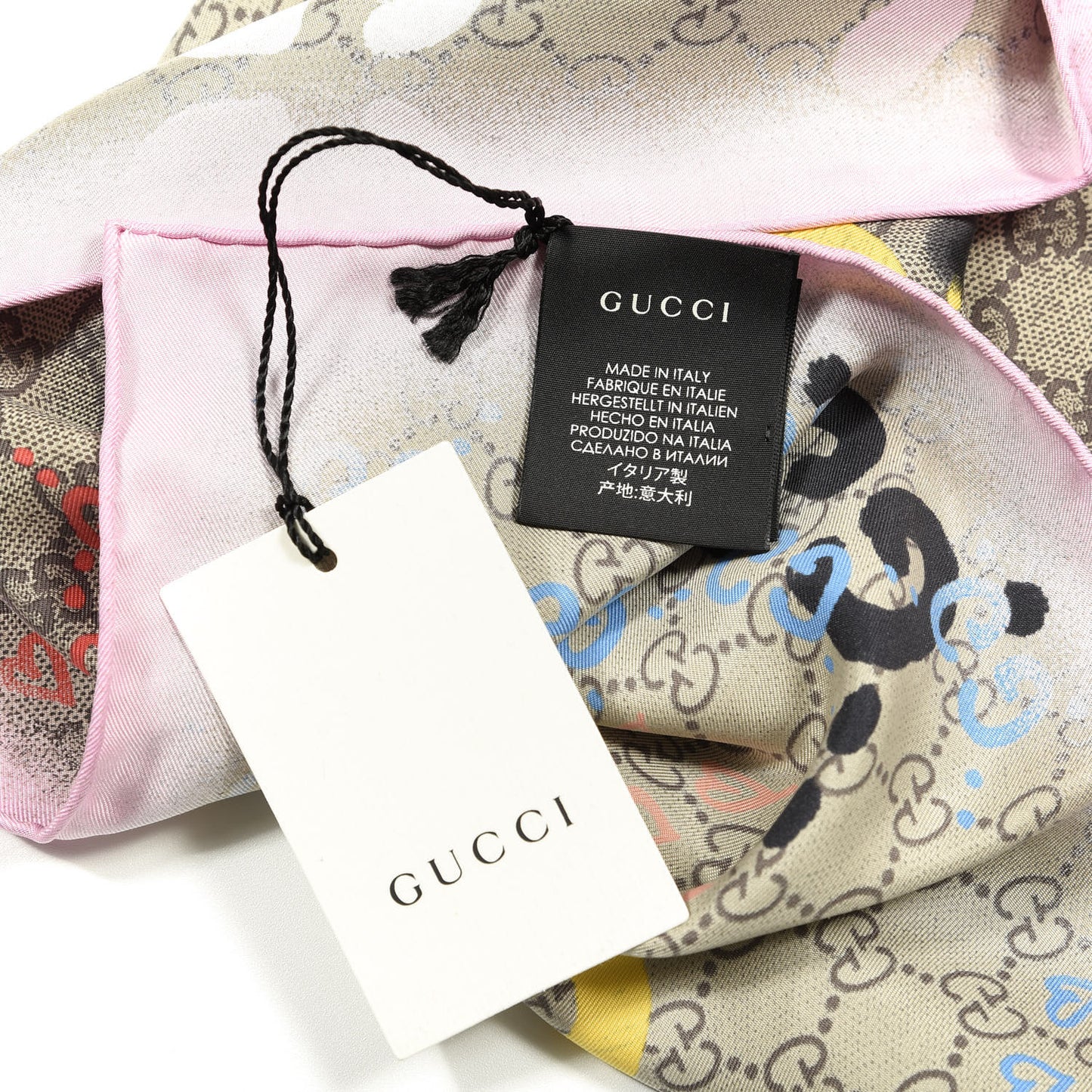 Silk Twill GG Monogram Real GG UFO Square Scarf Multicolor