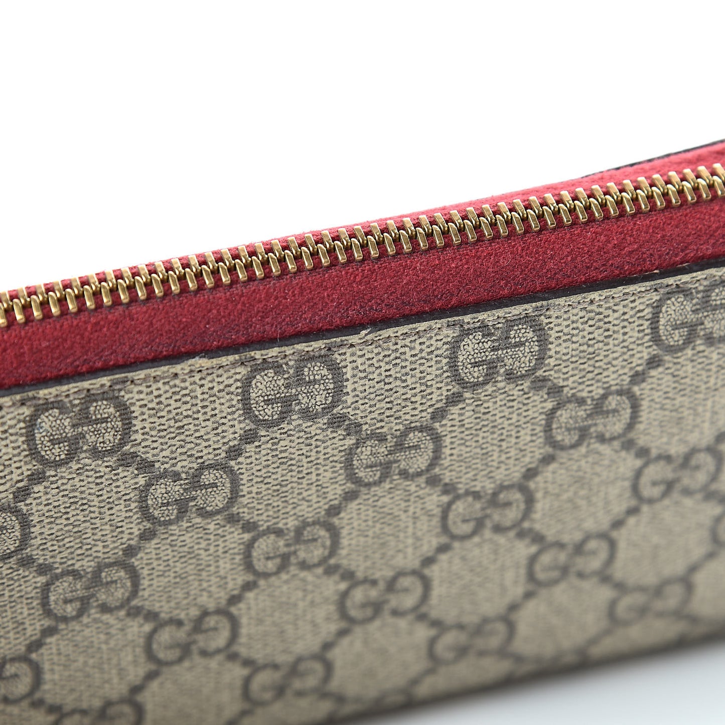 GG Supreme Monogram Embroidered Rainbow Zip Around Wallet Red