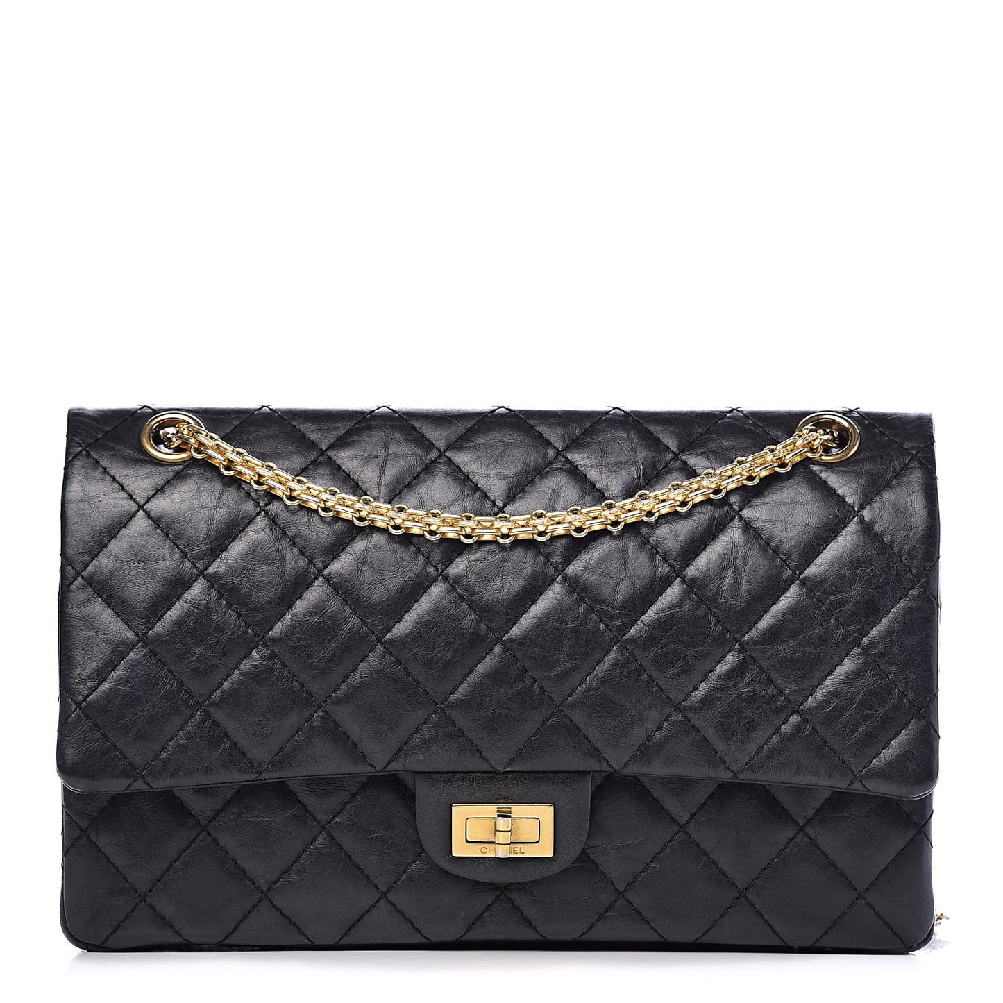 Aged Calfskin Quilted 2.55 Reissue 226 Flap Black
