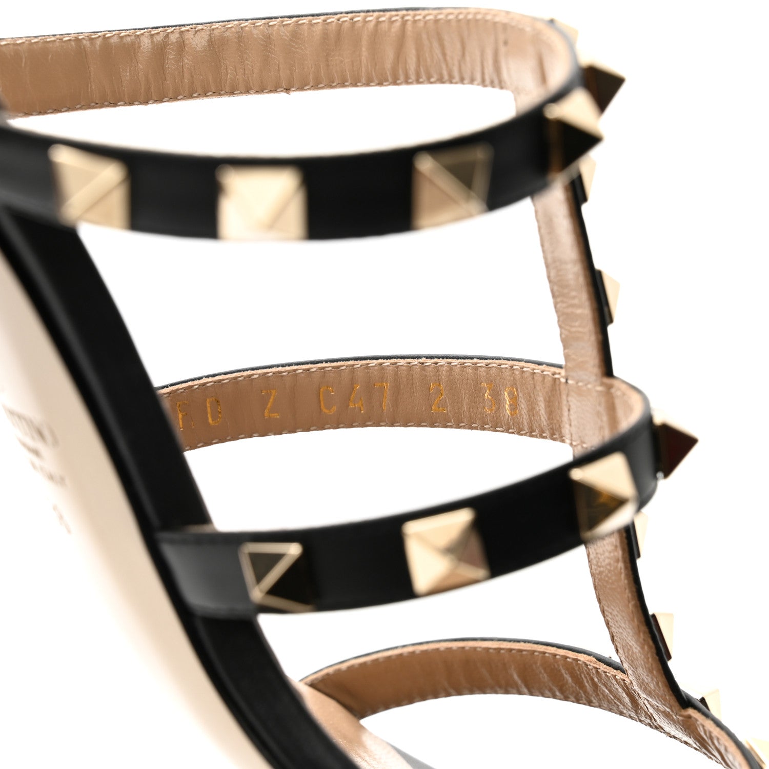 Valentino Garavani Calfskin Rockstud 60mm Caged Slide Sandals 38 Black 8 of 11