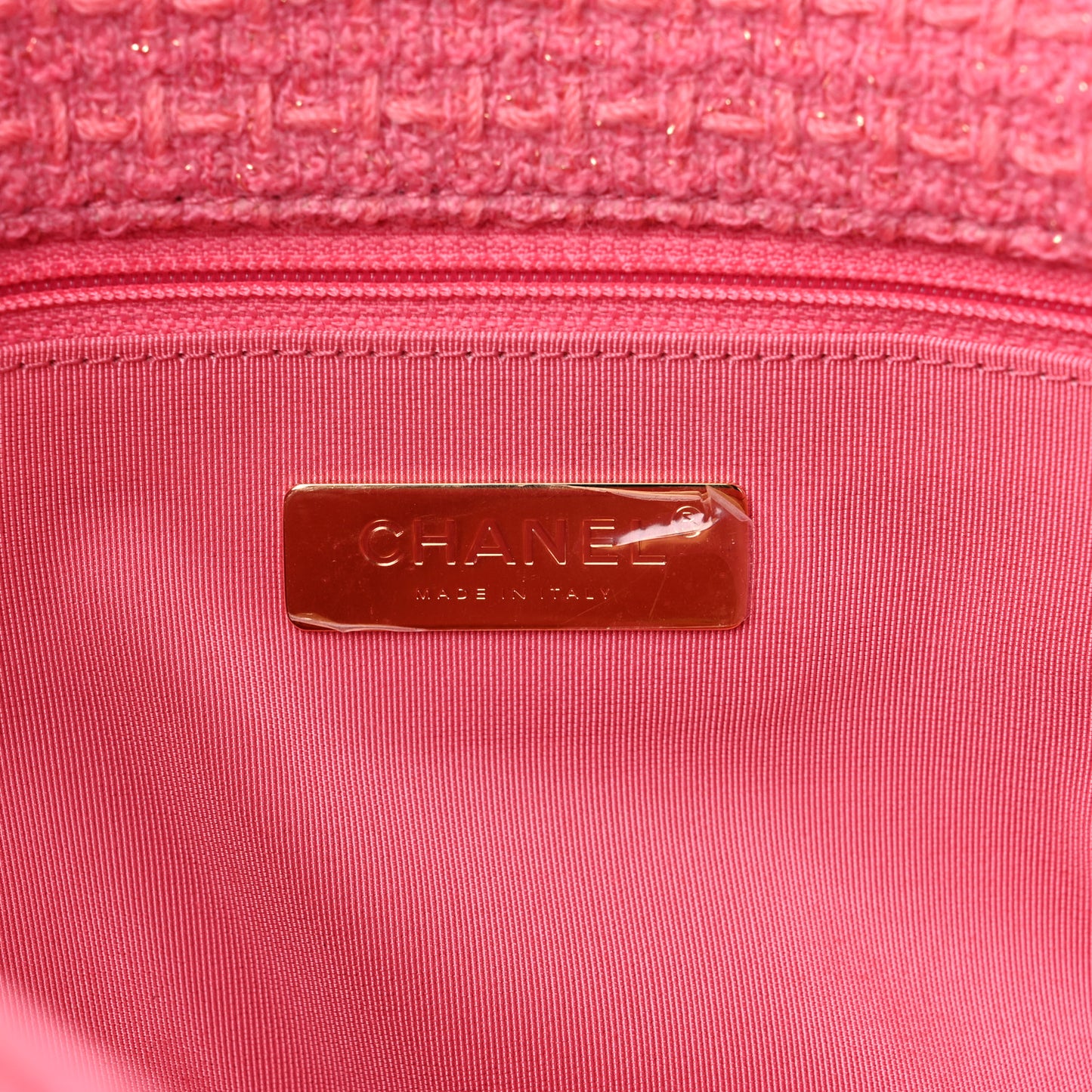 Metallic Tweed Quilted Large Chanel 19 Flap Pink