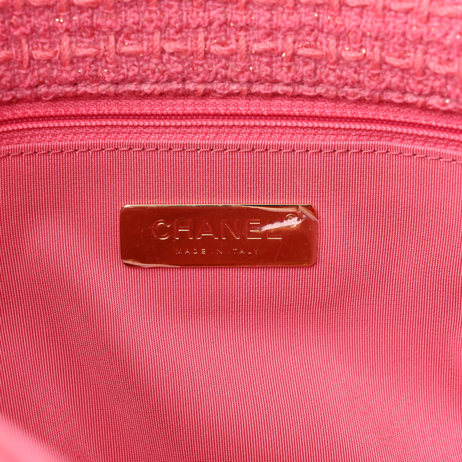 Chanel Metallic Tweed Quilted Large Chanel 19 Flap Pink 6 of 9