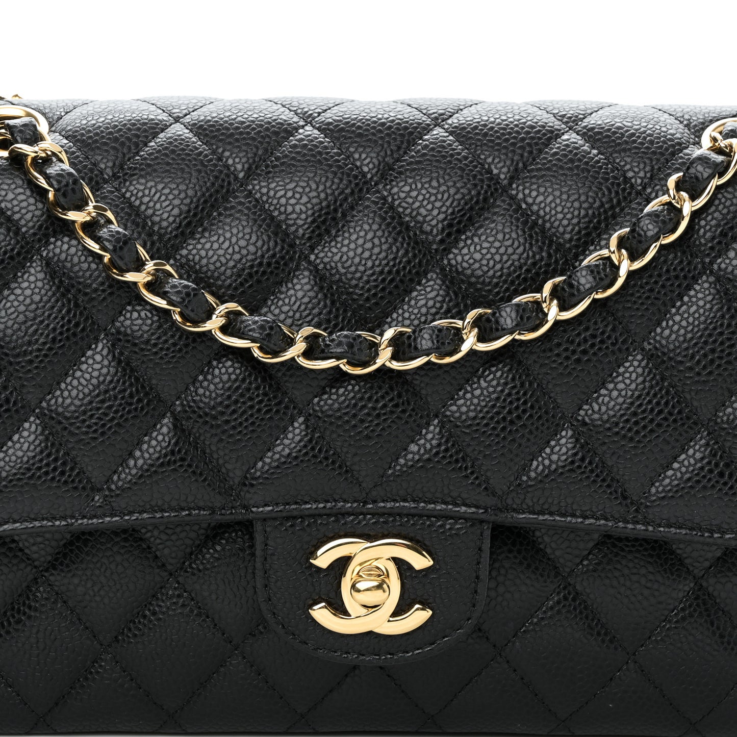 Caviar Quilted Medium Double Flap Black