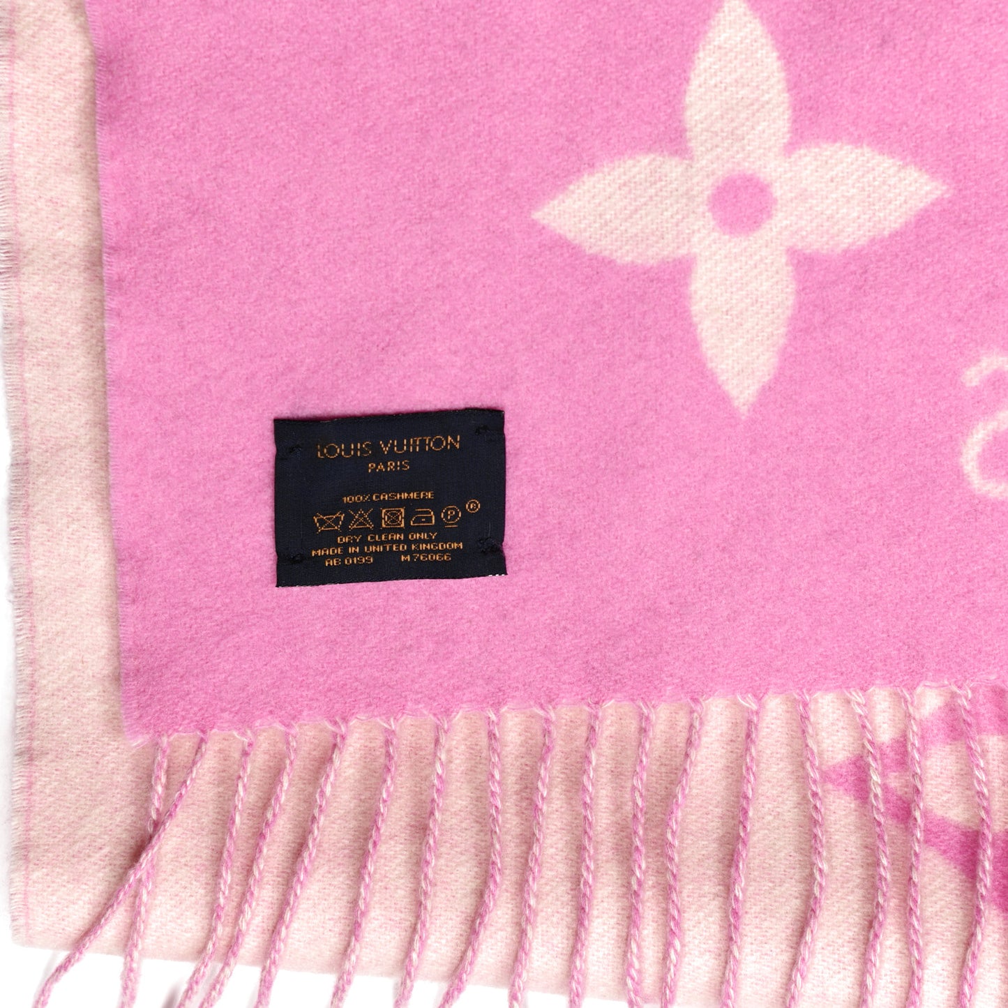 Cashmere Monogram Reykjavik Scarf White Pink