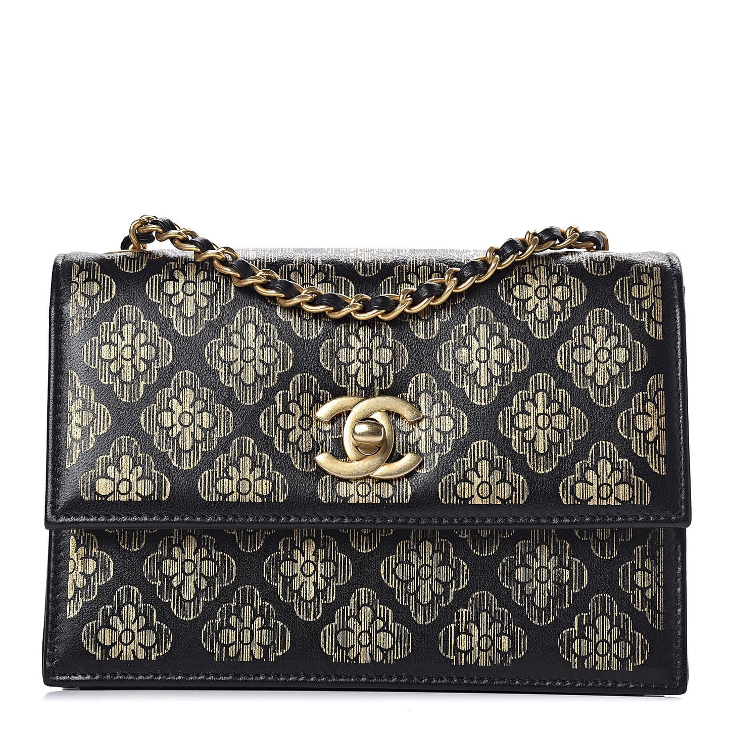 Lambskin Painted Mini Flap Black Gold